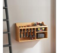 [en.casa] Organizzatore da Parete per Attrezzi Fai da Te Scaffale Porta Attrezzi con Scomparti e Supporto per Utensili Elettrici Mobile da Parete in Bambù Naturale 86 x 25 x 45 cm