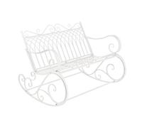 [en.casa] Panca a Dondolo da Giardino in Metallo Stile Vintage Panchina da Esterno a 2 Posti di Seduta con Schienale Decorativo e Braccioli Curvi 85x113x95 cm - Bianco