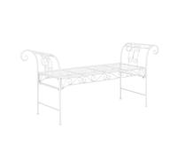 [en.casa] Panca da Giardino/Terrazza/Balcone con 2 Posti di Seduta Panchina in Metallo con Elementi Decorativi e Braccioli Incurvati - Bianco
