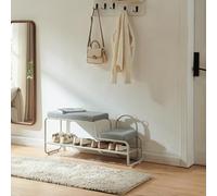 [en.casa] Panca Portascarpe a 2 Sedute Scarpiera da Ingresso Corridoio con Sgabello per Bambini e Cuscini Imbottiti Scaffale Organizzatore Scarpe in Acciaio 100 x 32 x 46 cm - Grigio