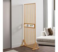 [en.casa] Pannello Divisorio per Spazi Interni Frangivista Decorativo in Bambù con Scomparto Portaoggetti Struttura a Griglia Schermo Divisore 197 x 75,5 cm