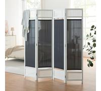 [en.casa] Paravento Divisorio Pieghevole per Interni in 4 Pannelli Separè Decorativo per Camera da Letto Studio Medico 160 x 170 cm - Bianco/Grigio Scuro