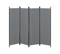 [en.casa] Paravento Divisorio Pieghevole Separé a 4 Pannelli per Interni Separatore Autoportante per Stanza Ufficio Camera da Letto 171 x 200 cm Grigio Scuro