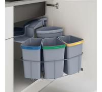 [en.casa] Pattumiera ad Incasso da Anta con 4 Contenitori Estraibili Raccolta Differenziata Secchi 1x12L+3x6L Apertura Automatica per Cucina Sottolavello - Grigio