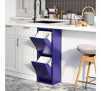 [en.casa] Pattumiera Salvaspazio per Raccolta Differenziata Mobile a Colonna con 2 Scomparti Ribaltabili Cestini a 14 L Rimovibili 93 x 33 x 25 cm Blu Notte