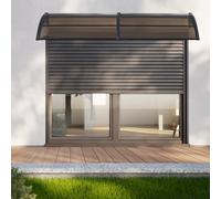 [en.casa] Pensilina Esterna per Ingresso 240 x 100 cm Tettoia Riparatore in Policarbonato Copertura in Colore Marrone e Struttura in Nero
