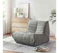 [en.casa] Poltrona Bassa Senza Braccioli Sedia Imbottita da Pavimento con Rivestimento Trapuntato in Microfibra Pouf Poltrona Relax Soggiorno Camera da Letto 75x90x100 cm - Grigio