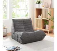 [en.casa] Poltrona Bassa Senza Braccioli Sedia Imbottita da Pavimento con Rivestimento Trapuntato Velluto a Coste Pouf Poltrona Relax Soggiorno Camera da Letto 75x90x100 cm - Grigio