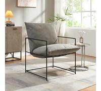 [en.casa] Poltrona Moderna con Cuscino Imbottito e Telaio in Metallo Sedia Relax per Soggiorno Salotto Camera da Letto 90 x 61 x 70 cm Nero/Grigio Scuro