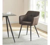 [en.casa] Poltrona Sedia per Sala Pranzo Studio Poltroncina con Braccioli e Schienale Poltrona in Stile Trapuntato Rivestimento in Tessuto Effetto Velluto - Marrone Scuro