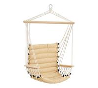 [en.casa] Poltrona Sospesa - Altezza Completa 140 cm - Altalena Relax con Braccioli e Schienale Sedia Appendibile con Carico Fino a 100 kg Uso Interno/Esterno - Beige