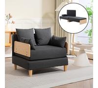 [en.casa] Poltrona Trasformabile in Letto con Apertura a Libro Divano Ribaltabile in Letto Singolo Rivestimento in Tessuto Cuscini Inclusi 81x88x68cm Grigio Scuro