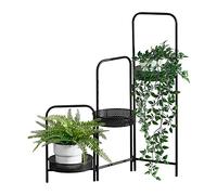 [en.casa] Porta Vasi per Interno Portapiante Stand per Piante con 3 Sottovasi in Altezze Diverse Struttura Pieghevole in Metallo - Nero