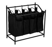 [en.casa] Portabiancheria (AxLxP) 75 x 78 x 40 cm Raccogli Bucato con 4 Sacchi Rimovibili Contenitori in Tessuto Capacità 18 L a Sacco - Nero