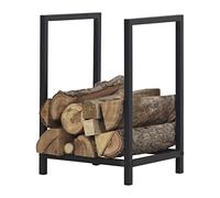 [en.casa] Portalegna (AxLxP) 50 x 40 x 30 cm Deposito per Legna da Ardere Supporto Tronchi in Acciaio per Uso Esterno/Interno Scaffale da Legnaia - Nero