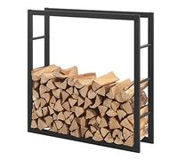 [en.casa] Portalegna (LxPxA) 100 x 25 x 100 cm Deposito per Legna da Ardere Supporto Tronchi Scaffale in Acciaio da Legnaia - Nero
