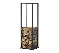 [en.casa] Portalegna (LxPxA) 35 x 35 x 120 cm Deposito in Acciaio per Legna da Ardere Supporto per Tronchi da Legnaia - Nero
