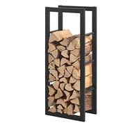[en.casa] Portalegna (LxPxA) 40 x 25 x 100 cm Deposito per Legna da Ardere Supporto Tronchi Scaffale in Acciaio da Legnaia - Nero