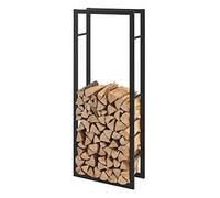 [en.casa] Portalegna (LxPxA) 60 x 25 x 150 cm Deposito per Legna da Ardere Supporto Tronchi Scaffale in Acciaio da Legnaia - Nero