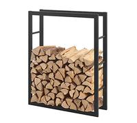 [en.casa] Portalegna (LxPxA) 80 x 25 x 100 cm Deposito per Legna da Ardere Supporto Tronchi Scaffale in Acciaio da Legnaia - Nero