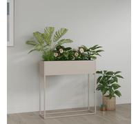 [en.casa] Portapiante Piedistallo con Contenitore Portavasi Rettangolare Portafiori Supporto Piante in Acciaio Grigio Chiaro 80x80x25 cm