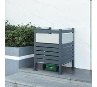 [en.casa] Recinzione Frangivista per Bidoni di Rifiuti Schermatura in Acciaio per Contenitori di Spazzatura Recinzione Espandibile 3 Pannelli a Doghe 120 x 91 x 91 cm Antracite/Argentato