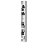 [en.casa] Scaffale a Colonna con 12 Scomparti per CD DVD e Oggetti Decorativi Mobile Alto Salvaspazio con Ripiani Regolabili in Altezza 175 x 20 x 20 cm Bianco