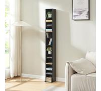 [en.casa] Scaffale a Colonna con 12 Scomparti per CD DVD e Oggetti Decorativi Mobile Alto Salvaspazio con Ripiani Regolabili in Altezza 175 x 20 x 20 cm Nero