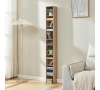 [en.casa] Scaffale a Colonna con 12 Scomparti per CD DVD e Oggetti Decorativi Mobile Alto Salvaspazio con Ripiani Regolabili in Altezza 175 x 20 x 20 cm Effetto Noce