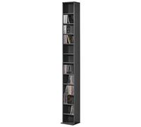 [en.casa] Scaffale a Colonna con 12 Scomparti per CD DVD e Oggetti Decorativi Mobile Alto Salvaspazio con Ripiani Regolabili in Altezza 175 x 20 x 20 cm Grigio Scuro