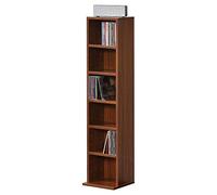 [en.casa] Scaffale a Colonna con 6 Scomparti per CD DVD e Oggetti Decorativi Mobile Salvaspazio con Ripiani Regolabili in Altezza 90 x 20 x 20 cm Effetto Noce