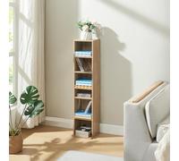 [en.casa] Scaffale a Colonna con 6 Scomparti per CD DVD e Oggetti Decorativi Mobile Salvaspazio con Ripiani Regolabili in Altezza 90 x 20 x 20 cm Effetto Rovere Sonoma