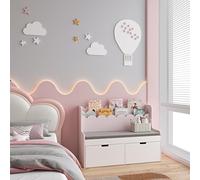 [en.casa] Scaffale a Panca Integrata per Cameretta Seduta per Bambini con Ripiani Porta Giochi Mobile Organizzatore Montessori con Cuscino e 2 Cassetti 100x45x70 cm - Rosa/Bianco