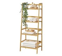 [en.casa] Scaffale a Scala con 4 Ripiani (LxPxA) 48 x 32 x 123 cm Mobile in bambù Organizzatore Portaoggetti per Cucina/Bagno - Colore Naturale