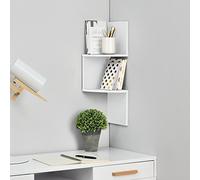 [en.casa] Scaffale Angolare da Parete Design Zigzag con 3 Ripiani Arrotondati Mobile Salvaspazio da Muro 60,9 x 19,5 x 19,5 cm - Bianco