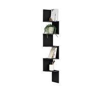 [en.casa] Scaffale Angolare da Parete Design Zigzag con 5 Ripiani Arrotondati Mobile Salvaspazio da Muro 123 x 19,5 x 19,5 cm - Nero