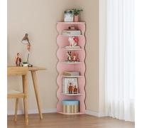 [en.casa] Scaffale Angolare per Cameretta Libreria con 5 Ripiani Scomparti Aperti Portaoggetti per Scarpe Libri Giocattoli a Misure di Bimbi 108 x 27 x 27 cm - Rosa/Bianco
