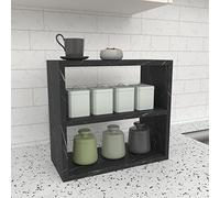 [en.casa] Scaffale Autoportante (AxLxP) 40 x 43,5 x 20 cm Portaspezie a 2 Ripiani Organizzatore per Cucina, Bagno - Effetto Marmo Nero