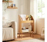 [en.casa] Scaffale Basso Da Terra Consolle Espositore per Libri Cataloghi con Scomparti a Scaletta e Ripiano Portaoggetti 80 x 50 x 25 cm Bambù Naturale