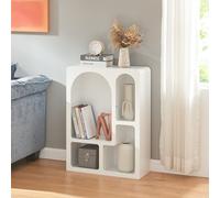 [en.casa] Scaffale Basso Rettangolare con 4 Scomparti da Frontali Geometrici Libreria Bassa Moderna Mobile Espositivo 80 x 60 x 24 cm Bianco