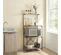 [en.casa] Scaffale da Cucina (AxLxP) 133 x 60 x 42 cm Mobile da Terra con 4 Ripiani Scaffale Porta Microonde Portautensili - Nero/Effetto Noce