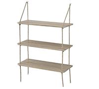 [en.casa] Scaffale da Parete a 3 Ripiani Mobile Sospeso con Corde Piani 60x23 cm in Effetto Legno Regolabili Scaffale Pensile per Arredare Soggiorno Camera Bagno