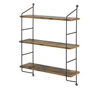 [en.casa] Scaffale da Parete a 3 Ripiani Scaffale da Muro Libreria Pensile con Ripiani Regolabili in Altezza 48 x 15 x 63.5 cm - Effetto Legno Scuro/Nero