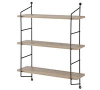 [en.casa] Scaffale da Parete a 3 Ripiani Scaffale da Muro Libreria Pensile con Ripiani Regolabili in Altezza 48 x 15 x 63.5 cm - Effetto Legno/Nero