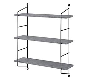 [en.casa] Scaffale da Parete a 3 Ripiani Scaffale da Muro Libreria Pensile con Ripiani Regolabili in Altezza 48 x 15 x 63.5 cm - Effetto Cemento/Nero
