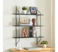 [en.casa] Scaffale da Parete a 3 Ripiani Scaffale Pensile Mensola da Muro Salvaspazio 100 x 80 x 21 cm per Soggiorno Cucina Bagno Ufficio - Nero