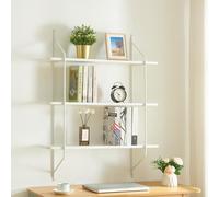 [en.casa] Scaffale da Parete a 3 Ripiani Scaffale Pensile Mensola da Muro Salvaspazio 100 x 80 x 21 cm per Soggiorno Cucina Bagno Ufficio - Bianco