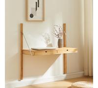 [en.casa] Scaffale da Parete con 2 Cassetti Regolabili in Altezza Mobile Espositore 85 x 85 x 36 cm per Cucina Soggiorno Camera da Letto - bambù Naturale
