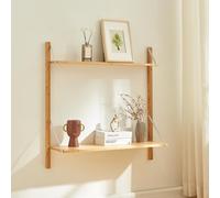 [en.casa] Scaffale da Parete con 2 Ripiani Regolabili in Altezza Mobile Espositore 85 x 85 x 25 cm per Cucina Soggiorno Camera da Letto - bambù Naturale