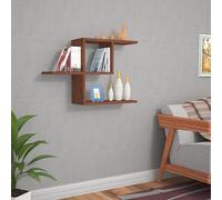 [en.casa] Scaffale da Parete Libreria Moderna da Muro con 3 Ripiani e Scomparto Aperto Consolle Pensile da Soggiorno 75 x 22 x 50 cm - Wengè